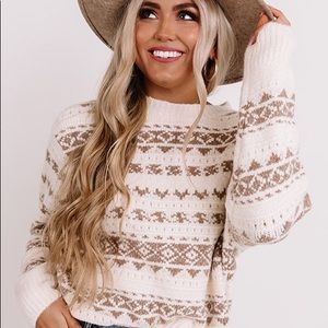 Pink Lily Nordic Ivory Sweater